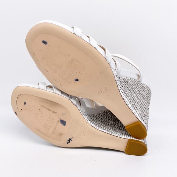 AGL Women's Dora Ankle Strap Wedge Sandal White Plumba Size US 11 EU 41 - Picture 7 of 14